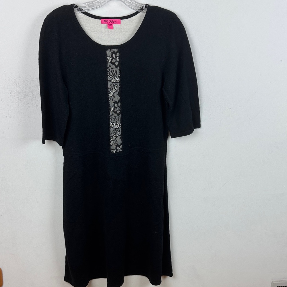 Betsey Johnson Black Dress with floral lace detailing